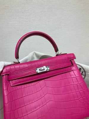 wholesale quality hermes kelly 25 matte niloticus crocodile j5 rose scheherazade phd